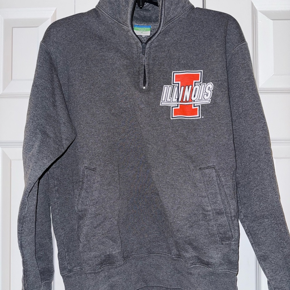Champion Gray Illinois Zip-Up Sweater